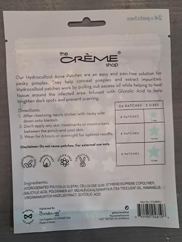 The Crème Shop Star Shape Clear Skin Hydrocolloid Dark Spot Acne Patches - Infused with Salicylic Acid + Witch Hazel | Adhesive patches that fight pesky pimples. (72 Patches / 3 Sizes) thumbnail 5