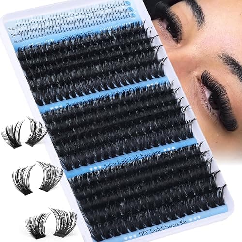 CORUSCATE Lash Clusters 100D120D150D with Bottom Lash, Cluster Eyelash Extensions Long 12-20mm DIY Cluster Lashes Thick Eyelash Clusters Volume Individual Lashes Extension 390pcs D Curl Eyelashes thumbnail 8