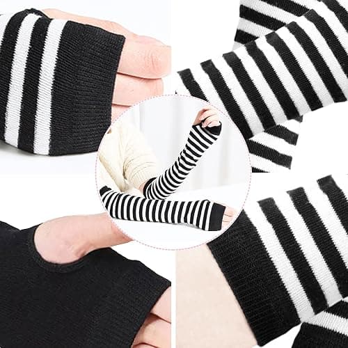 DOOVID Women Long Arm Warmers Fingerless Gloves Arm Warmer Winter Knit Thumb Hole Gloves thumbnail 5