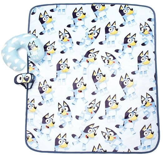 Jay Franco Bluey Kids Travel Set - 3 Piece Set Includes 40 x 50 Throw Blanket, Eye Mask, and Neck Pillow - Super Soft & Cozy Travel Accessories thumbnail 3