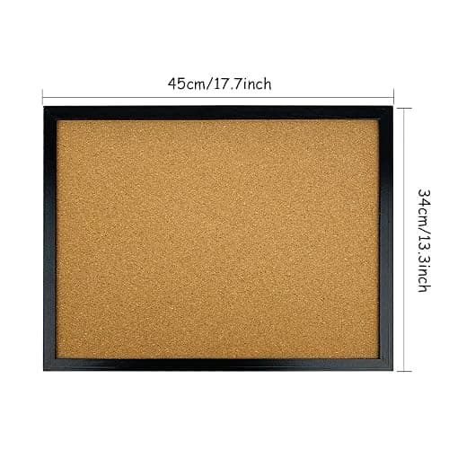 GDMINLO Black Cork Bulletin Board, 17.7 X 13.3 inches with Oak Wood Finish Frame, for Wall Office Home and School (Pins, Eye Bolts, gaskets, Screws) thumbnail 3