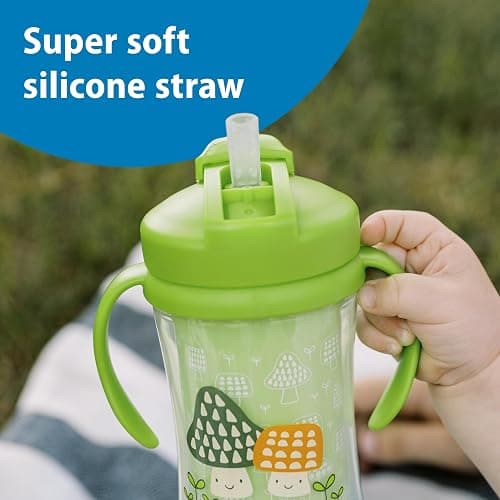 Dr. Brown's Milestones Insulated Sippy Cup with Straw and Handles, Spill-Proof Tumbler with Lid, 2-Pack, Blue & Green, 10 oz/300 mL, BPA Free, 12m+ | Insulated, with Straw, and Handles, Spill-Proof, with Lid, BPA Free thumbnail 3