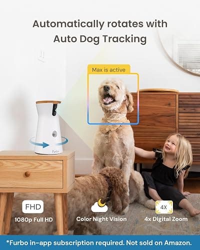 Furbo 360° Dog Camera [Subscription Required] Unlock w/Paid Plan: Home Security & Dog Safety Alerts, Rotating Pet Treat Toss w/ 2-Way Speaker, Smart Cam w/Phone App (Low Risk, 3mo Min. Cancel Anytime) thumbnail 5