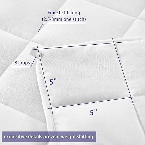 King Size Weighted Blanket for Adults (25 lbs, 80” x 87”, White) Cooling Heavy Blanket for Sleeping Perfect for 240-260 lbs, Breathable Blanket for Adults & Couple All Season, Machine Washable thumbnail 7