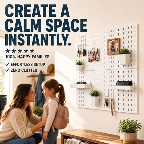 AKTOP Peg Board Wall Organizer 4-Pack – 12"x12" White Pegboard Combination Kit with 13 Accessories for Wall, Plastic Peg Board Panels for Home, Office, Garage Tool Storage & Craft Room thumbnail 8