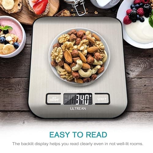 Ultrean Food Scale, Digital Kitchen Scale with LCD Display, Weight Grams and Ounces for Baking Cooking and Meal Prep, 6 Units with Tare Function, 304 Stainless Steel, 11lb (Batteries Included) thumbnail 4