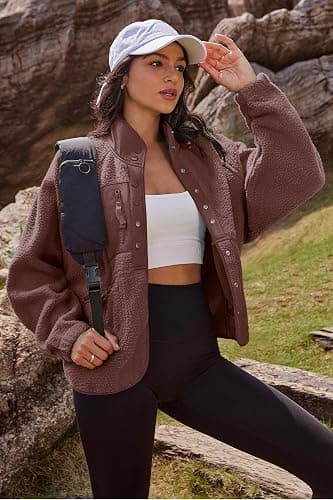 Nirovien Womens Fuzzy Fleece Jacket Button Down Sherpa Coats Casual Winter Warm Outwear with Pockets thumbnail 4