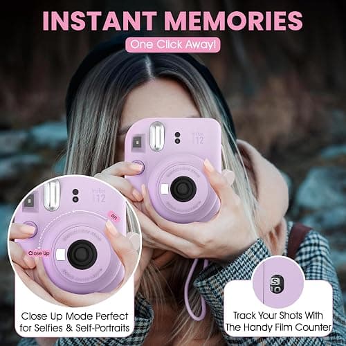 Fujifilm Instax Mini 12 Instant Camera Lilac Purple + Minimate Custom Designed Case + Fuji Instax Film 10 Sheets & Photo Album thumbnail 8