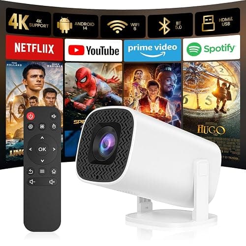 Osikem Mini Projector with Bluetooth, Support 4K Support 130" Screen Movie Projector with Auto Focus & Keystone, 5G+2.4G WiFi 6 Connection Video Projector Compatible with Smartphone Laptop - Image 1