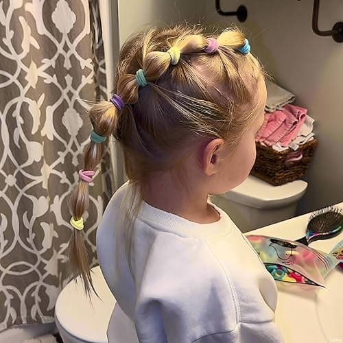 200 Pack Hair Ties BEoffer Baby Toddlers Girls Elastics Hair Bands No Damage Multicolor Colorful Small Rubber Bands Ponytail Pigtails Holders Not Harm to Hair (Macaron) thumbnail 4