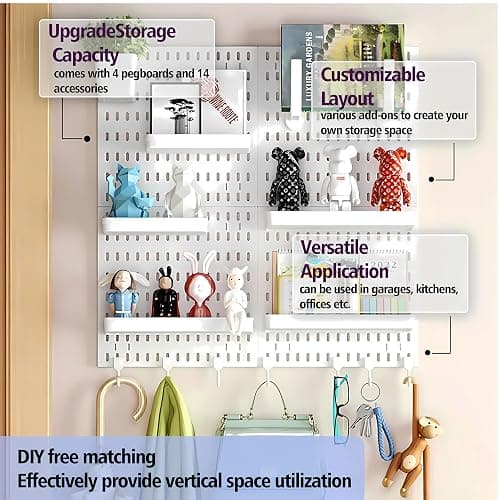 Hellpnoom Pegboard Combination Kit, Modular White Wall Organizer | 4 Pegboards & Accessories, Gaming Office Wall Storage, Crafts Displays thumbnail 3