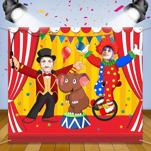 Blulu Carnival Backdrops for Party Circus Decorations 59 x 51 Inch Carnival Photo Door Banner Circus Theme Banner Photo Props Large Backdrop for Decorations Games Supplies - Image 1