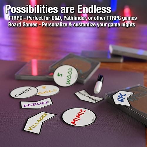 Fadestone Forge MTG Mini Dry Erase Token Set – 50 Reusable Tokens - Includes Marker and 2pcs Erasers, Reversible Reusable Double-Sided Universal Tokens Made for Magic: The Gathering thumbnail 4