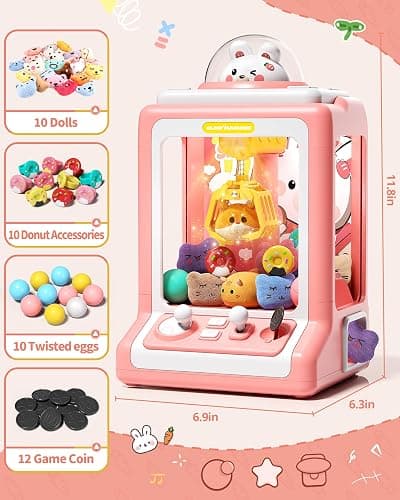 Rabbit Claw Machine for Kids, Mini Vending Machine with Game Coins & Music, Prize Dispenser Toys for Girls and Boys, Electronic Claw Game Machine for Party Birthdays, Includes 30 Mini Toys thumbnail 2