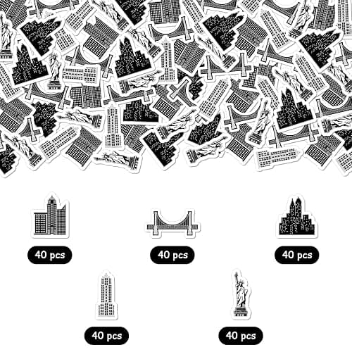Cheerupp 200 Pcs Black New York Cityscape Theme Confetti, Skyscraper Table Scatter Confetti Decorations, Night Scene Table Paper Decor for Baby Shower Birthday Wedding DIY Crafting Supplies thumbnail 6