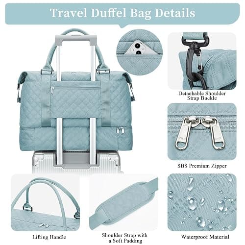 Weekender Bags for Women, Carry on Overnight Weekend Travel Duffel Bag with Shoes Compartment &Toiletry Bag, Personal Item Bag for Travel Business Trips Sport Hospital thumbnail 7