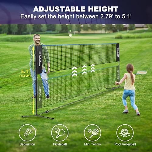 BAGAIL Badminton Net, Height Adjustable Kids Volleyball Net, Foldable Nylon Net 10 ft/14ft/17ft Wide, Tennis Net, Small Pickleball Net for Backyard Game and Indoor Outdoor Use, Easy Setup thumbnail 2