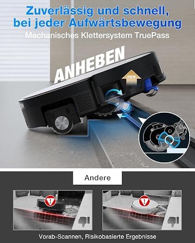 ECOVACS X11 OMNICYCLONE Saugroboter mit Wischfunktion, Blast + 19.500 Pa, ultraschnelles Akkuladen, OZMO Roller 2.0, Klettern max. 4 cm Höhe, Ausfahrender Wischmopp, PureCyclone 2.0 Auto-Entleerung thumbnail 6