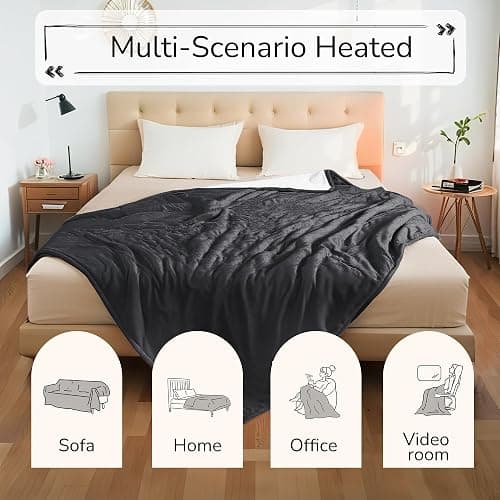 RALYSUN Electric Heated Blanket 72"x84" Full Size - Dual-Sided with Microplush & Sherpa Fabric, 4 Heat Settings & 10 Hours Auto Off, Machine Washable - Iron Gray thumbnail 6