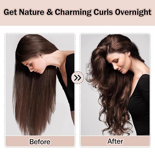 Heatless Hair Curler,Blowout Heatless Curls Overnight,No Heat Curling Rod Set with Satin Bonnet for Sleep in,Pink thumbnail 4