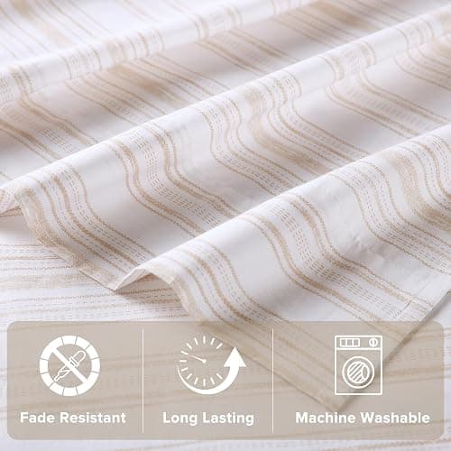 Comfort Spaces 100% Cotton Sheets King, Breathable, Naturally Cool Cotton Sheets, Cotton Bed Sheets with 14" Elastic Pocket Fits up to 16" Mattress, All Seasons Sheet Set, Good Vibes Taupe 4 Piece thumbnail 9