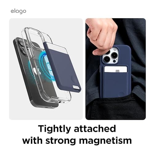 elago Magnetic Wallet Card Holder 2-Cards Compatible with MagSafe for iPhone 16/15/14/13/12 Series - Secure Phone Wallet, Long Last Silicone, Scratch and Damage Protection thumbnail 3
