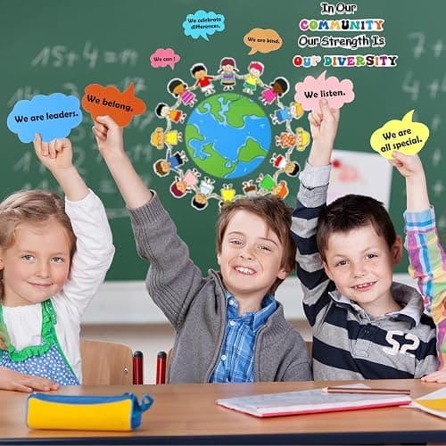 31 Pcs Bulletin Board Decoration Set Classroom Decorations Diverse Children Borders Cutouts for Party School Student Teacher (Our Strength is Our Diversity) thumbnail 7