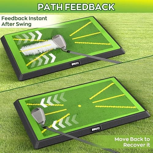 IMAYCC Golf Mat 2Pics Replaceable Hitting Practice Mat with Antislip Rubber Base for Analysing Swing Path Training Indoor Outdoor,Nice Gift for Golf Beginners,Adults and Children thumbnail 4