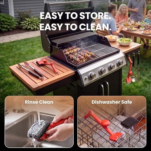 ThermoMaven Bristle-Free BBQ Grill Brush - No Wire Risk Steam Cleaner Removes Burnt Grease Fast - 17" Cool-Touch Handle, Scraper & 3 Replaceable Heads for Gas, Charcoal & Cast Iron thumbnail 7
