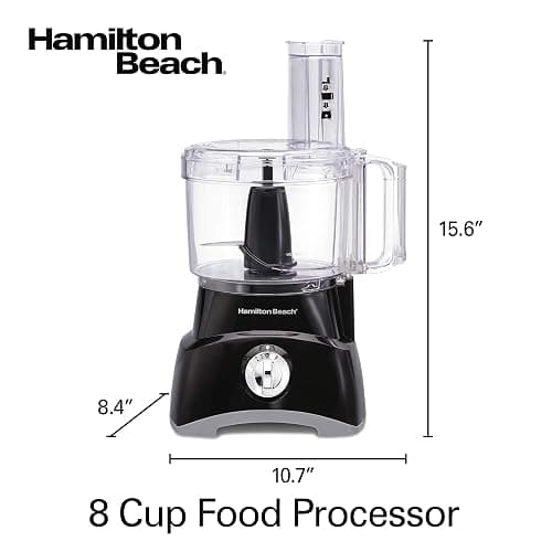 Hamilton Beach Food Processor & Vegetable Chopper for Slicing, Shredding, Mincing, and Puree, 8 Cup, Black thumbnail 2