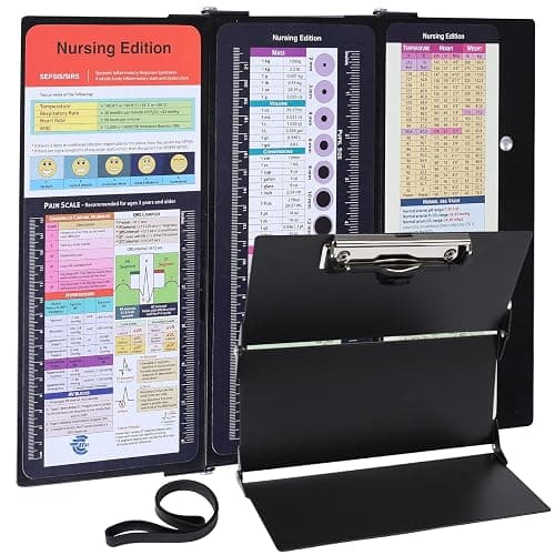 Nursing Clipboard Foldable Pocket Size-Nursing Edition Cheat Sheets Aluminum 3 Layers Foldable Clipboard Nursing Nurse Clipboard Foldable fits in Nurses Doctors(Black) thumbnail 2