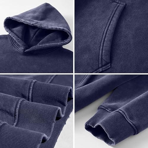 FAIABLE Mens Hoodies Oversized Unisex Acid Wash Hoodie Heavyweight Fleece Vintage Cotton Sweatshirt Men Women Streetwear thumbnail 4