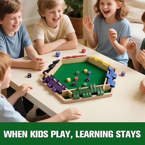 Havnidy Shut The Box Game 6 Player Wooden Table Games,Classic Dice Games,Travel Game,Wooden Math Traditional Pub Board Dice Game, Great Family Board Games Holiday Fun Game thumbnail 6