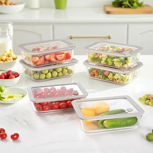 EcoEvo Glass Food Containers with Glass Lid, Microwave Safe Food Storage Container Set, 4 Pack of 35oz, Large Size Airtight Storage Set with Leak Proof Lids, Meal Prep Containers thumbnail 7