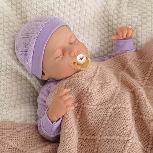 JIZHI Reborn Dolls 20 inch Softness Body Lifelike-Newborn Baby Dolls Sleeping dolls girls with Clothes and Toy Accessories Gift for Kids Age 3+,Purple - Image 1