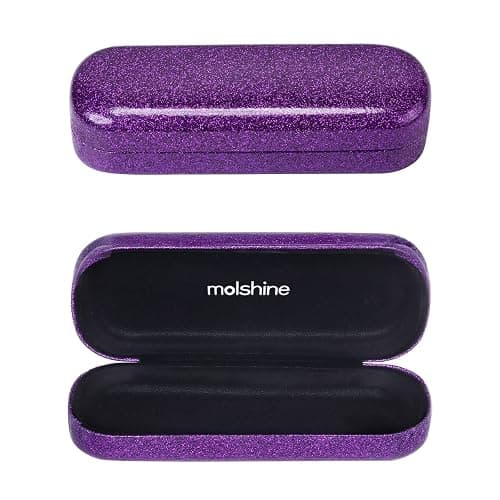 molshine Bling Hard Shell Glasses Case,Portable Sparkling Shiny Eyeglass Case for Men Women Girl Travel Study Work - Image 1