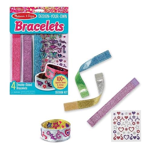 Melissa & Doug Design-Your-Own Bracelets with 100+ Sparkle Gem & Glitter Stickers, Kids Snap Bracelets, Stickers & Jewelry Crafts, Preschool Toys for Girls & Boys Ages 4+ - Image 1