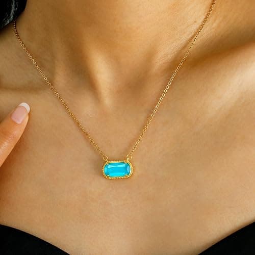 A Golden Cloud Birthstone Necklace for Women 14k Gold Plated Preppy Oval Stone Necklaces Trendy Zircon Pendant Necklaces Birthday Gifts for Women Mom Wife Friends thumbnail 3