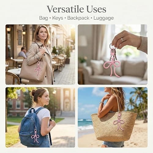 YOJO Bow Keychain, Elegant Bowknot Bag Charm, Key Ring for Backpacks & Car Keys thumbnail 6