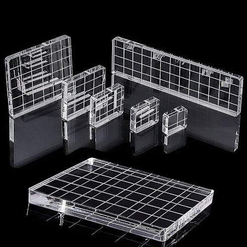 Whaline 6 Pieces Acrylic Stamp Block Clear Stamping Tools Set with Grid Lines for Scrapbooking Crafts Card Making, Assorted Sizes | with Grid Lines, Stamping Tools, for Scrapbooking, Card Making, DIY Crafts thumbnail 4