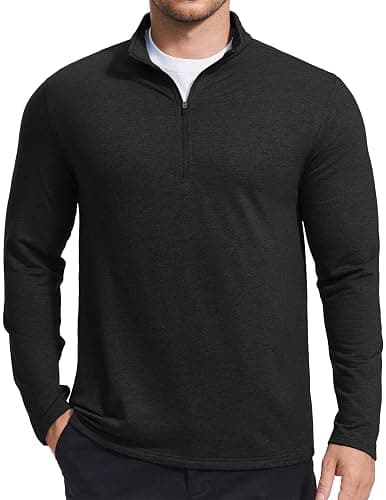 PINSPARK Men's Quarter Zip Up Pullover Mock Neck Sweatshirts Long Sleeve Golf shirts Performance Athletic Casual Workout - Image 1