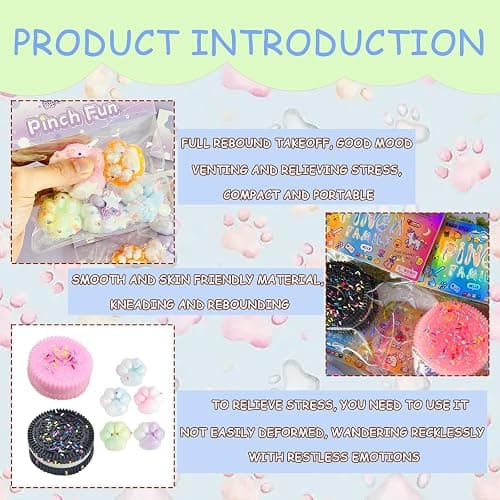 AYNKH 7Pcs Biscuit Stress Relief Toys Kits, Mini Cat Taba Squishy, Oreo Fufu Squishy, Cute Cat Paw Fidget Toy, Soft Cookie with Candy Crush Pinch Toy for Kids Adults Party Gift thumbnail 4