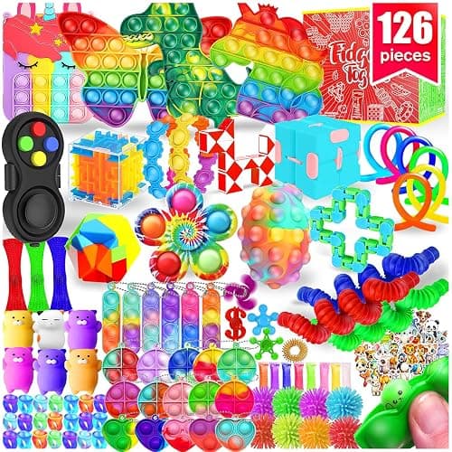 Fidget Toys, 126 Pack Party Favors for Kids 8-12 4-8, Sensory Toys Bulk Autism Autistic, Treasure Box Toys for Classroom, Stocking Stuffers, Goodie Bag Stuffers, Christmas Birthday Gifts Prizes - Image 1