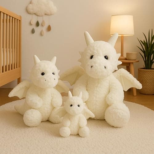 Soft Little Flying Dinosaur Stuffed Plush Pillow, Adorable White Dragon Plush Toy and Birthday Present for Kids, Adults and Collectors(White/7.9in) thumbnail 7