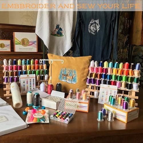 New brothread 4X60 Spools Wooden Thread Rack/Thread Holder Organizer with Hanging Hooks for Embroidery Quilting and Sewing Threads thumbnail 7