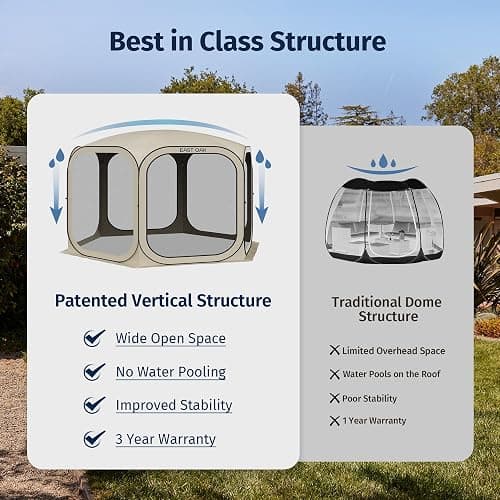 EAST OAK Screen House Tent Pop-Up, Portable Screen Room Canopy Instant Screen Tent 10 x 10 FT with Carry Bag for Patio, Backyard, Deck & Outdoor Activities, Beige - Beige - 10×10 FT thumbnail 3