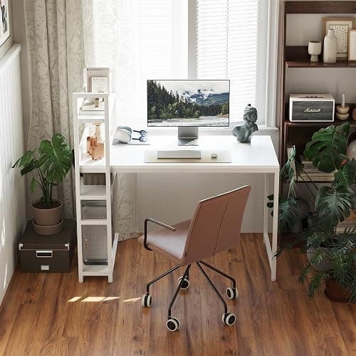 CubiCubi Computer Desk 40 inch with Storage Shelves Study Writing Table for Home Office,Modern Simple Style, White thumbnail 5