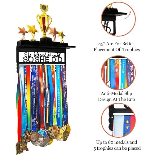 Goutoports Personalized Medal Hanger Display Holder Tiered Award Rack - Custom Text Color and Images for Athletes Easy to Install thumbnail 5