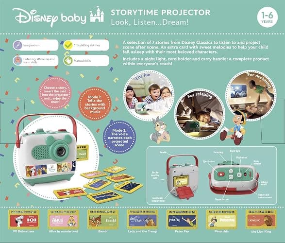 Clementoni Disney Storytime Projector with Narration, Music, Nightlight and 8 Story Cards for Toddlers thumbnail 4
