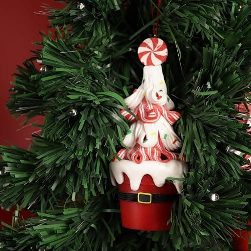 Needzo Festive Peppermint Ornament, Red and White Christmas Tree Decoration, 2.5 x 6.75 Inches, Style May Vary thumbnail 2
